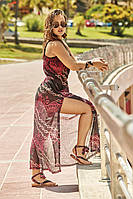 Пляжное платье с принтом Amarea 20123 44(M) Бордовый