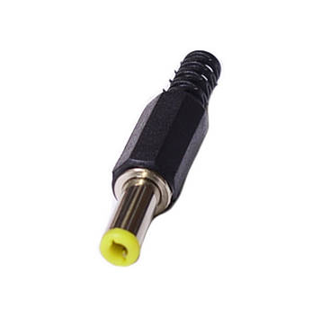 Штекер живлення DC, 5.5*2.1мм L-14мм, жовтий, корпус пластик 1-0159-1