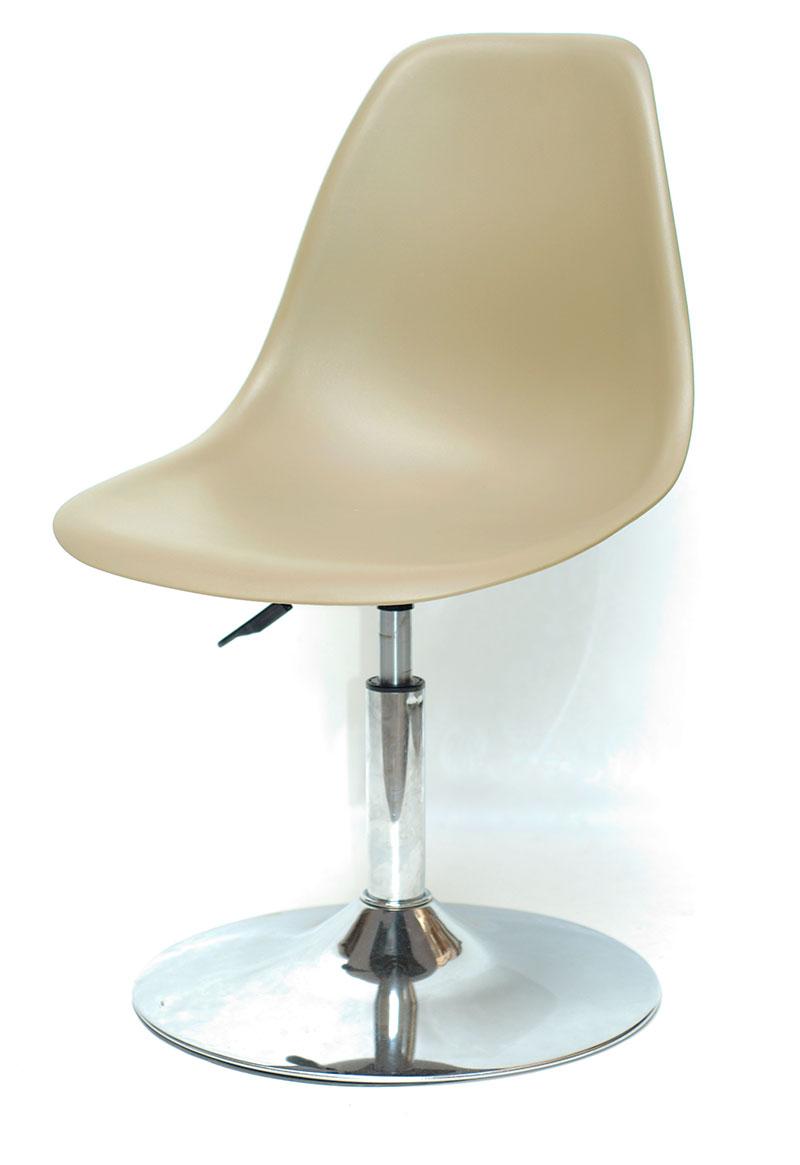 Стілець поворотний на хромованому млинці Nik CH-BASE бежевий 06 пластик, дизайн Charles and Ray Eames, фото 1