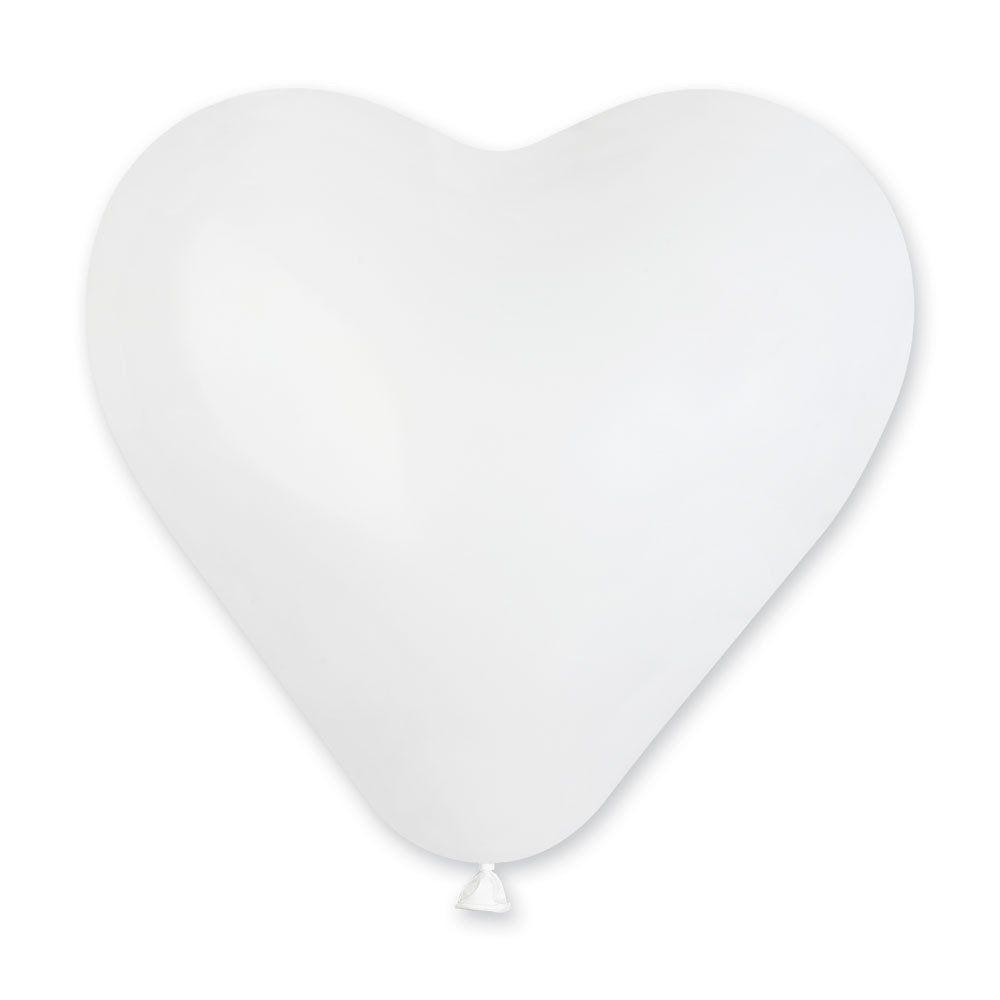 Гелієва куля латексний білий 30см у формі серця