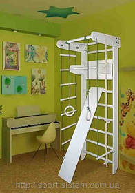 Спортивна стінка УМКА білого кольору для дому. Шведська стінка дерев'яна дитяча