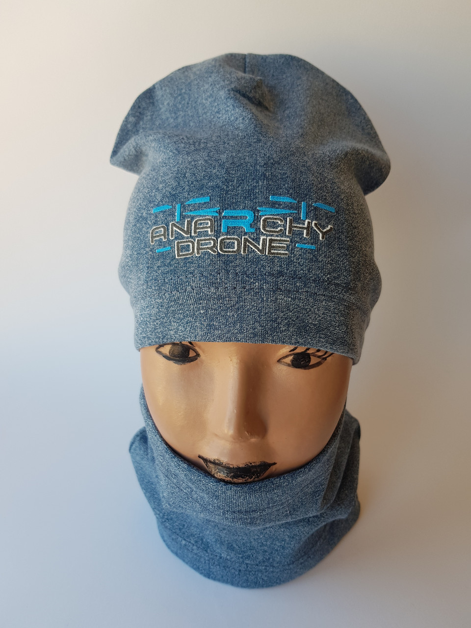 Шапка трикотажна + хомут для мальчикана одношаровий р 52-54