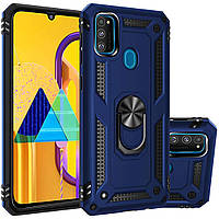 Ударостійкий чохол Serge Ring під маг. держ. для Samsung Galaxy M30s (2019) M307 — синій