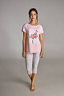 Ellen Пижама женская бриджи и футболка LNP 311/001 Фламинго
