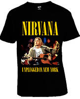 Футболка Nirvana Unplugged In New York  |  Футболка рок  |  Футболка чорна  |  Футболка з музичною тематикою