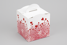 Коробка "Кубик з ручкою" М0067-про7 "Серця", розмір: 115*115*115 мм