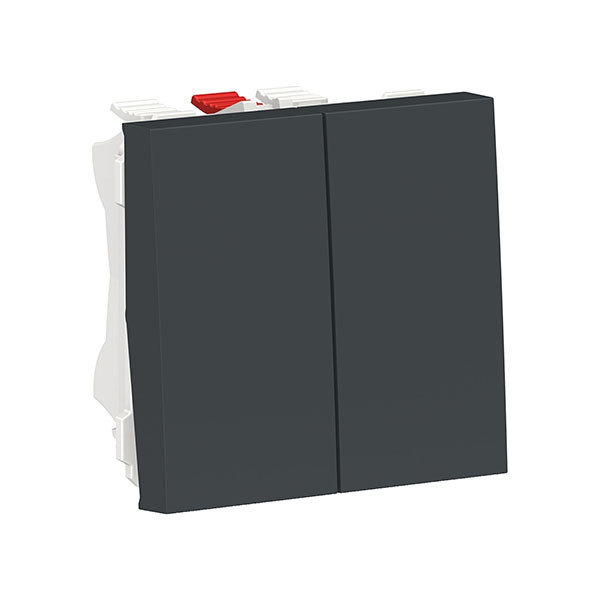 Перемикач 2-клавішний 2 модулі антрацит Unica New Schneider Electric (NU321354), фото 1