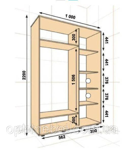 Шкаф-купе ШК-01 1000х450х2200 - фото 2 - id-p781110322