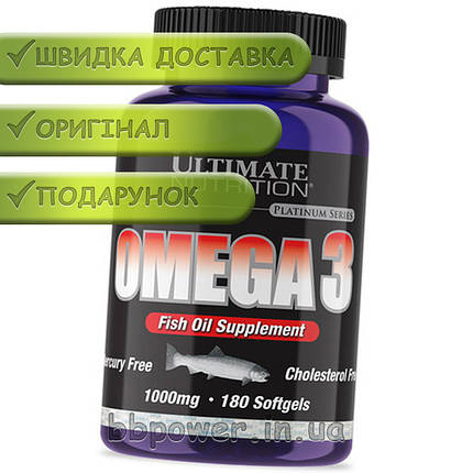 Омега-3 Ultimate Nutrition Omega 3 180 кап, фото 2