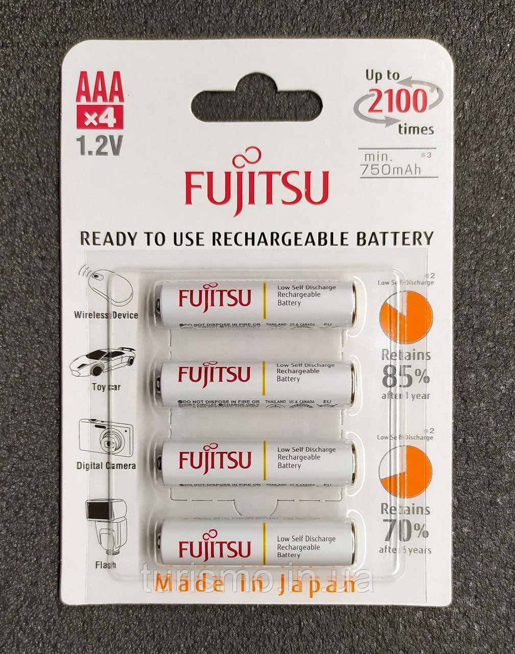 Fujitsu акумулятор AAA Ni-MH 750 mAh з низьким саморозрядом. Повний аналог Eneloop. HR-4UTCEU (4B)