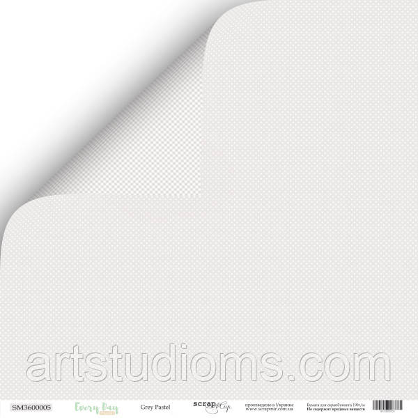 Аркуш двостороннього паперу 30x30 від Scrapmir gray Pastel з колекції Every Day
