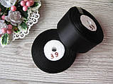 Стрічка репсова 4 см чорна, бобіна 23 м, фото 3