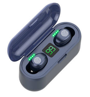 Беспроводные сенсорные наушники гарнитура в кейсе с павербанком с влагозащитой Amoi F9-touch Bluetooth Синие