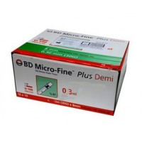 Шприци інсулінові BD MF+ DEMI 0,3 мл U-100 голка 30G (8 мм), 10 шт./пач./пач.