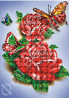 Схема вышивка бисером Бабочки и розы