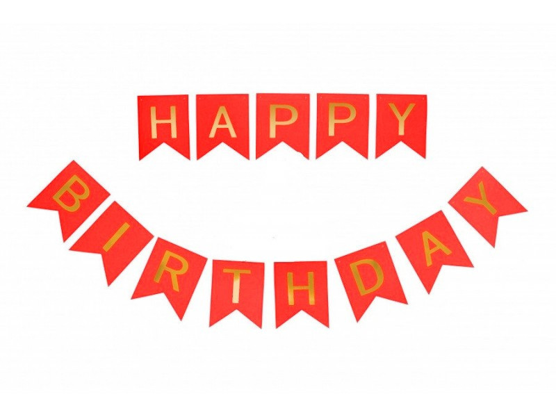 Прапорці-гірлянди великі (гірлянди з прапорців Happy Birthday) 13 прапорців 3,5 метра (20х16см.) - Червоний