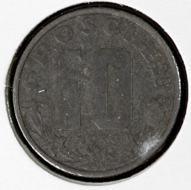 Монета Австрії 10 гГГГей 1949 р.