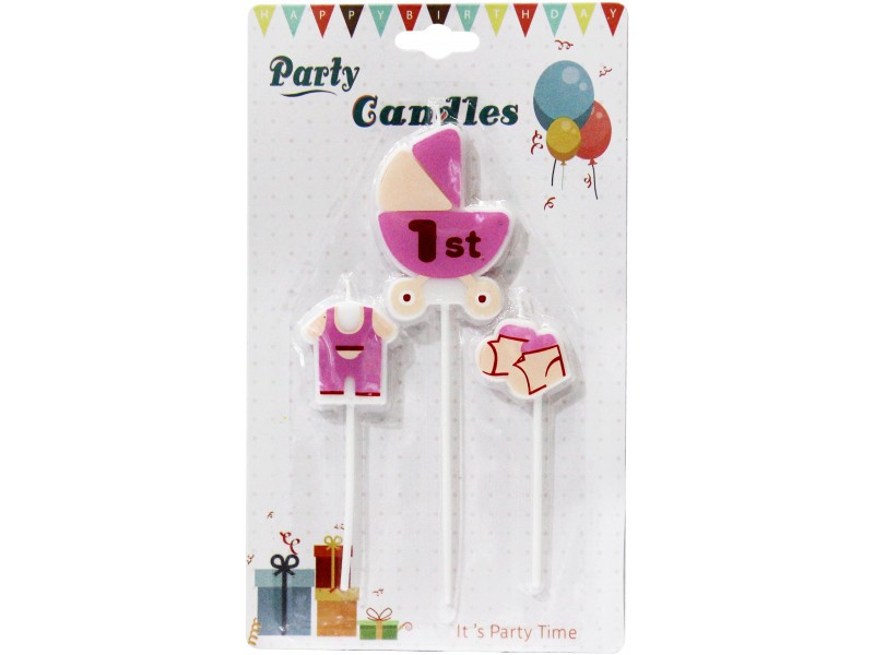 Свічки для торта "1 рік дівчинка" baby girl