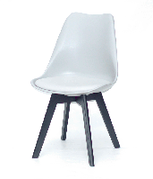 Стул Milan-BK серый 10 пластиковый с мягким сиденьем на черных деревянных ножках, скандинавский стиль