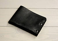 Чоловічий компактний гаманець із натуральної шкіри без монетниці CavalloTM Crazy Horse Classic, чорний С0009, фото 3