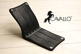 Чоловічий компактний гаманець із натуральної шкіри без монетниці CavalloTM Crazy Horse Classic, чорний С0007