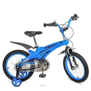 Дитячий велосипед PROF1 блакитний LMG16125 з додатковими колесами