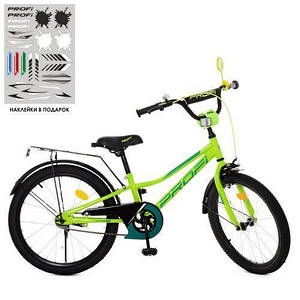 Салатовий дитячий велосипед PROF1 Y20225 надувні колеса 20 дюймів