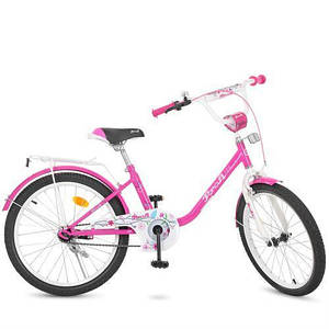 Дитячий велосипед малиновий PROF1 Flower Y2082 якісний з багажником дзвінком катафотами