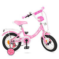 Детский розовый велосипед Princess PROF1 12" Y1211 багажник звонок защита цепи