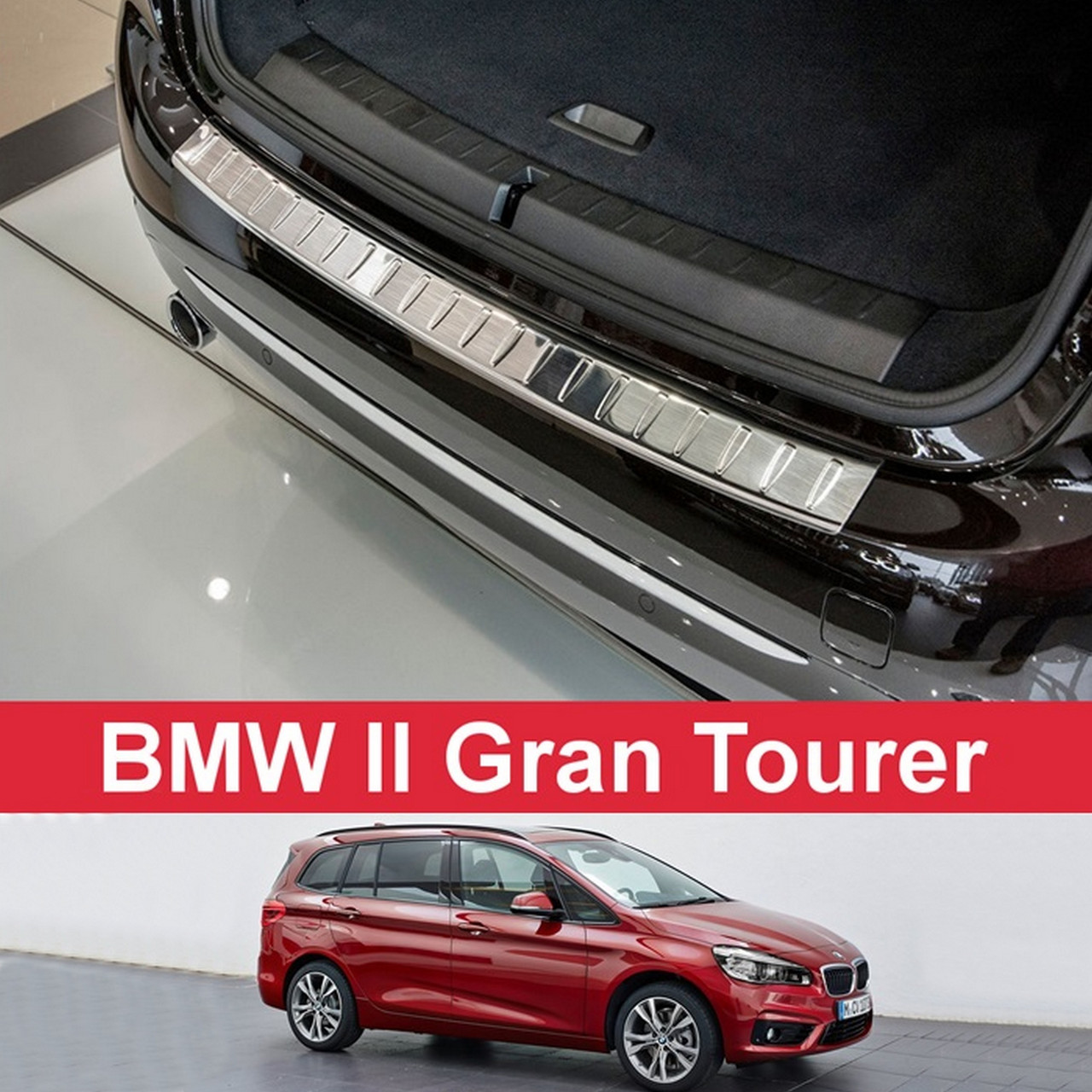 Захисна накладка на задній бампер для BMW 2-series F46 Gran Tourer 2014> /нерж.сталь/