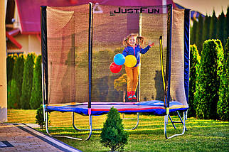 Батут Just Fun 312 см., до 150 кг. Сітка + драбіна. Синій батут 312 см., фото 3