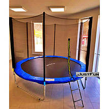 Батут Just Fun 312 см., до 150 кг. Сітка + драбіна. Синій батут 312 см., фото 2