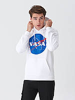 Толстовка белая NASA Logo CL | худи насса | кенгуру наса