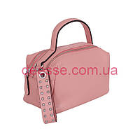 Сумка-коробочка з ошатною ручкою з гладкої рожевої шкіри DE Esse