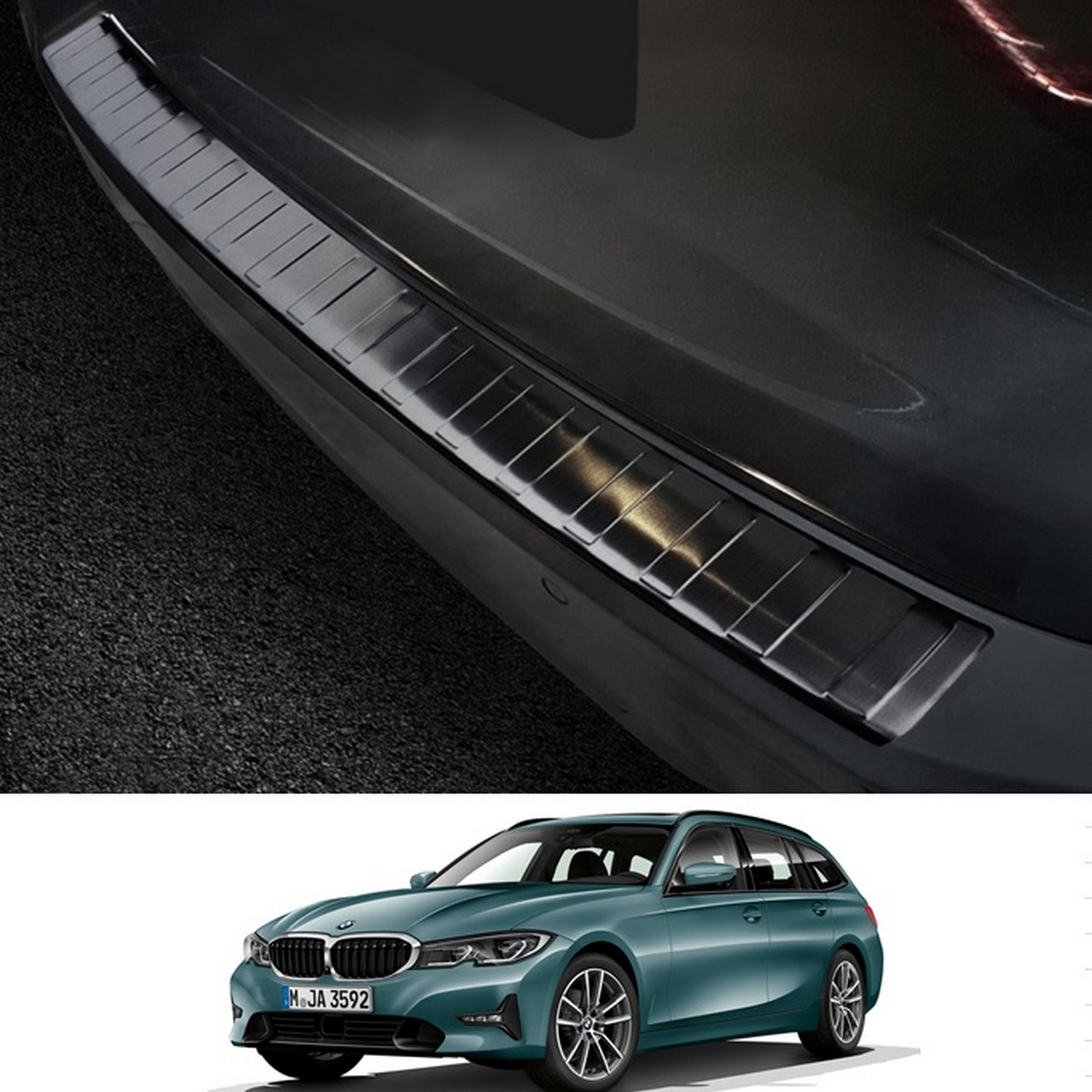 Захисна накладка на задній бампер для BMW 3-series G21 Touring 2018+ /чорна нерж.сталь/, фото 1