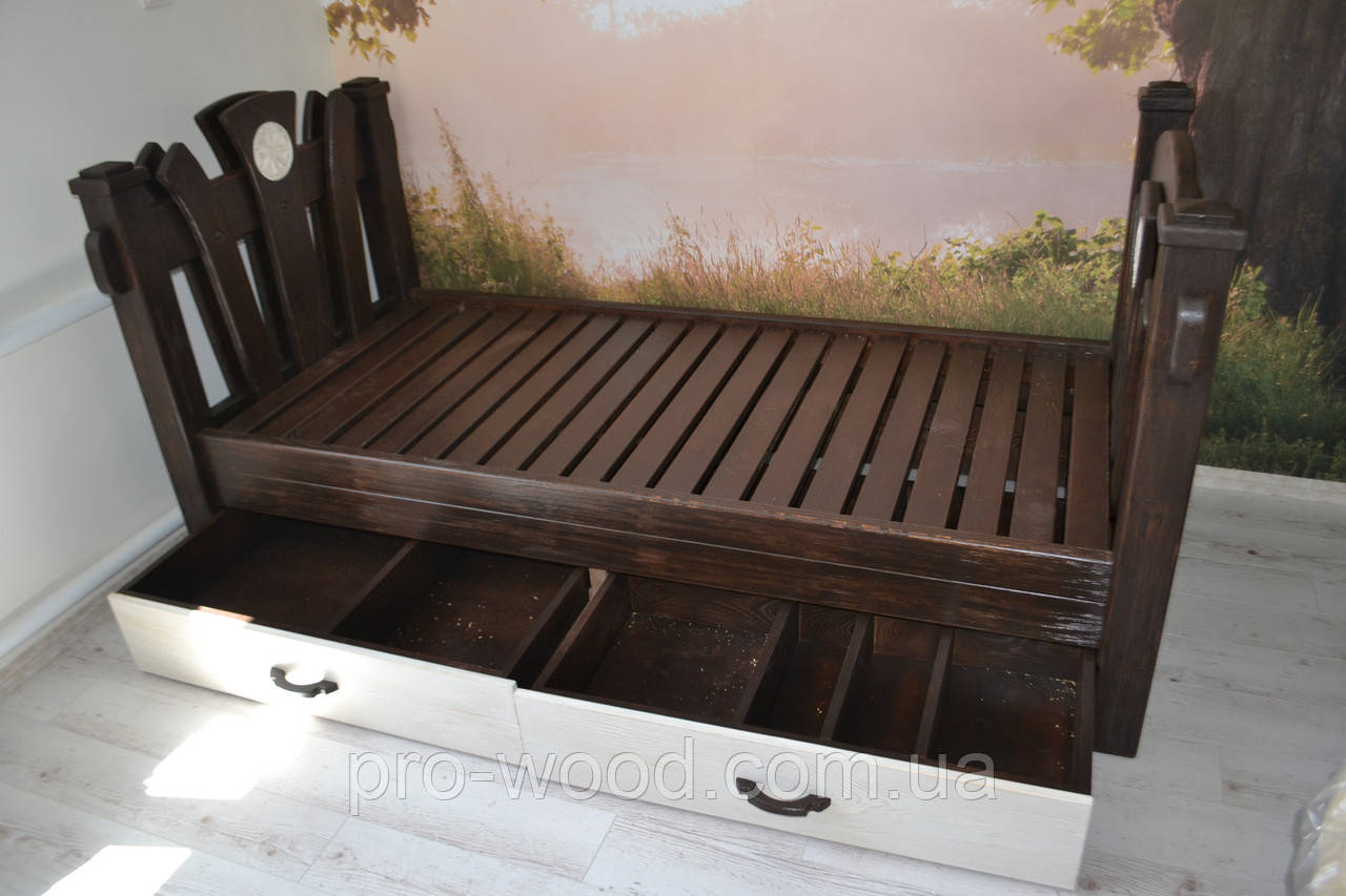 Односпальная кровать деревянная с выдвижными ящиками для хранения - фото 1 - id-p1120026846