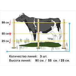 Комплект електропастуха Corral для великої рогатої худоби, 1 км (6.25 Га)