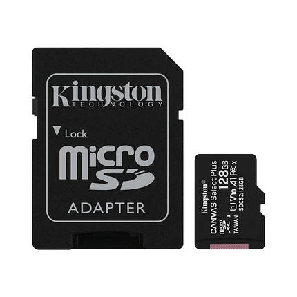 Картка пам'яті MicroSDXC 128GB UHS-I Class 10 Kingston Canvas Select Plus R100MB/s + SD Adapter, фото 2