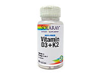 Витамины D3 5000 МЕ и К2 50 мкг, Vitamin D3+K2, Solaray, без сои, 60 капсул