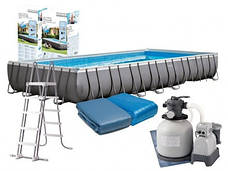 Каркасний басейн Intex 26374 (975х488х132 см) (10000 л/год ,драбина, тент, підстилка; неповна комплектація), фото 4