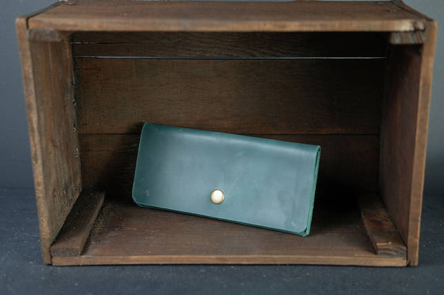 Жіночий шкіряний гаманець Батерфляй, натуральна Вінтажна шкіра, колір Зелений, фото 2