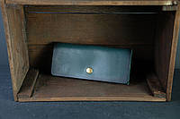 Женский кожаный кошелек Батерфляй, натуральная кожа итальянский Краст, цвет Зеленый