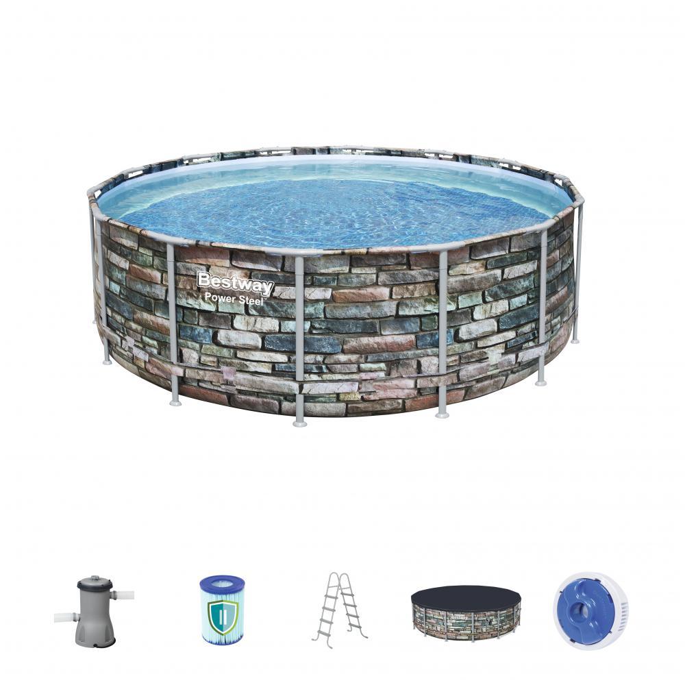 Каркасний басейн Bestway 56993 Loft Ø 427 х 122 см, фільтр-насос, сходи, тент