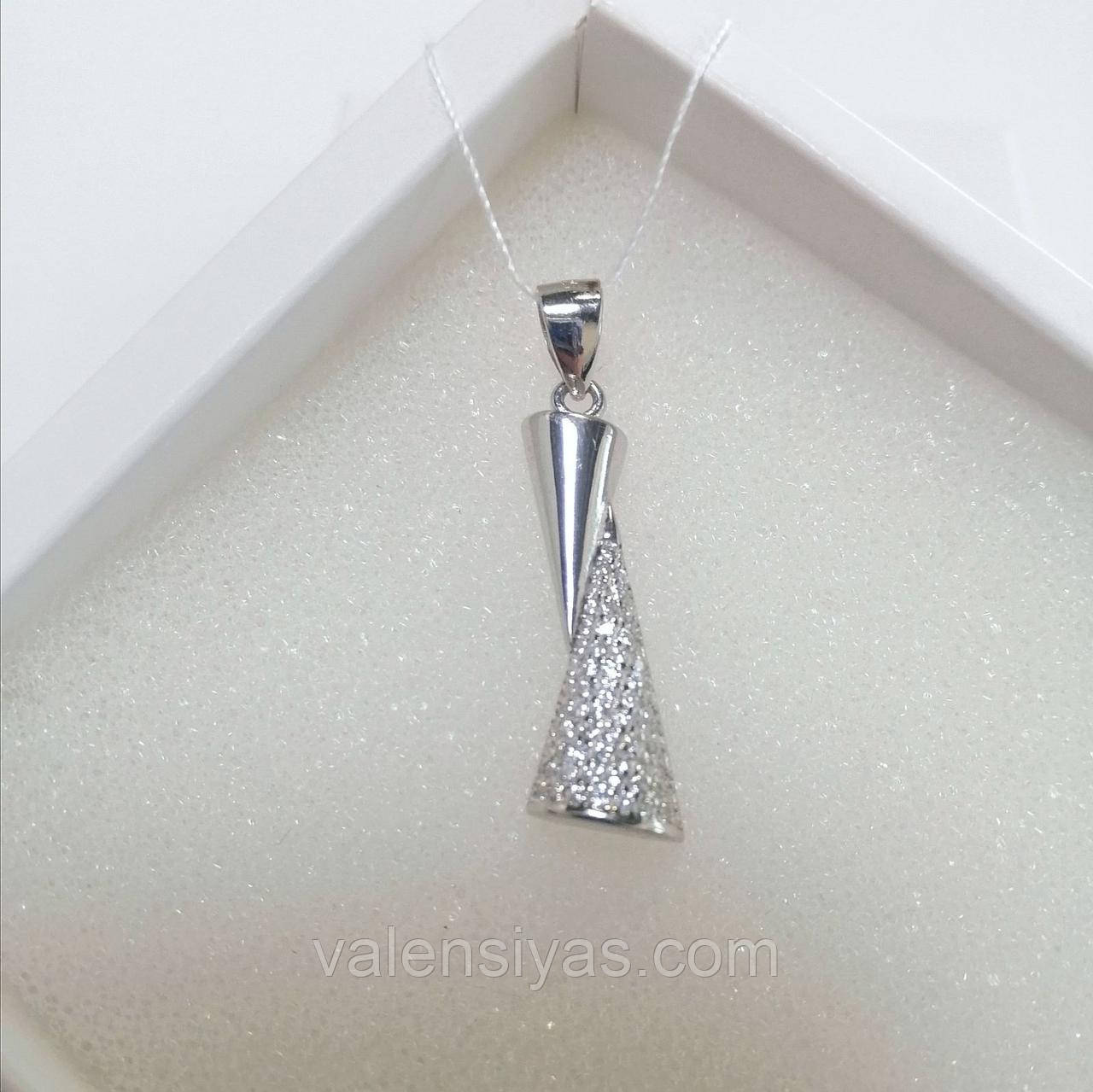 Срібний кулон з дрібними фіанітами