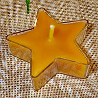 Воскова чайна свічка Зірочка 16г в пластиковому прозорому контейнері; натуральний бджолиний віск