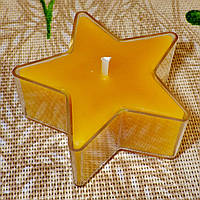 Воскова чайна свічка Зірка 26г в пластиковому прозорому контейнері; натуральний бджолиний віск