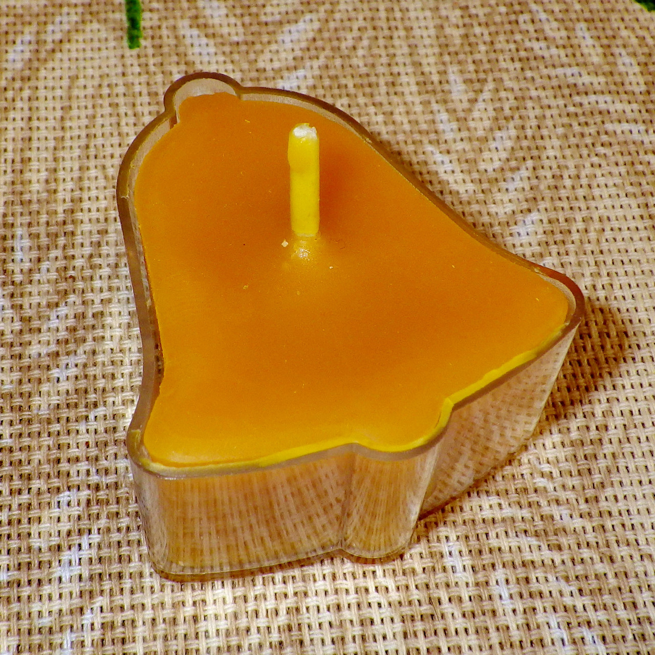 Воскова чайна свічка Дзвіночок в пластиковому прозорому контейнері; натуральний бджолиний віск