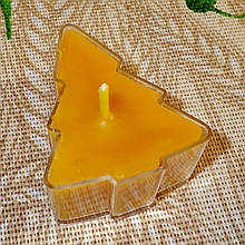 Воскова чайна свічка Ялинка в пластиковому прозорому контейнері; натуральний бджолиний віск