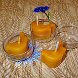 Воскова чайна свічка Пташка в пластиковому прозорому контейнері; натуральний бджолиний віск, фото 4