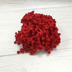 Тасьма з помпонами червона 7 мм